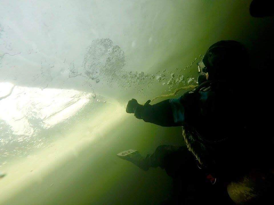 diver under the ice