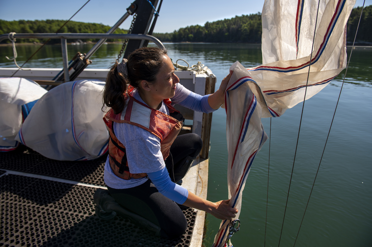 picture of student on research vessel