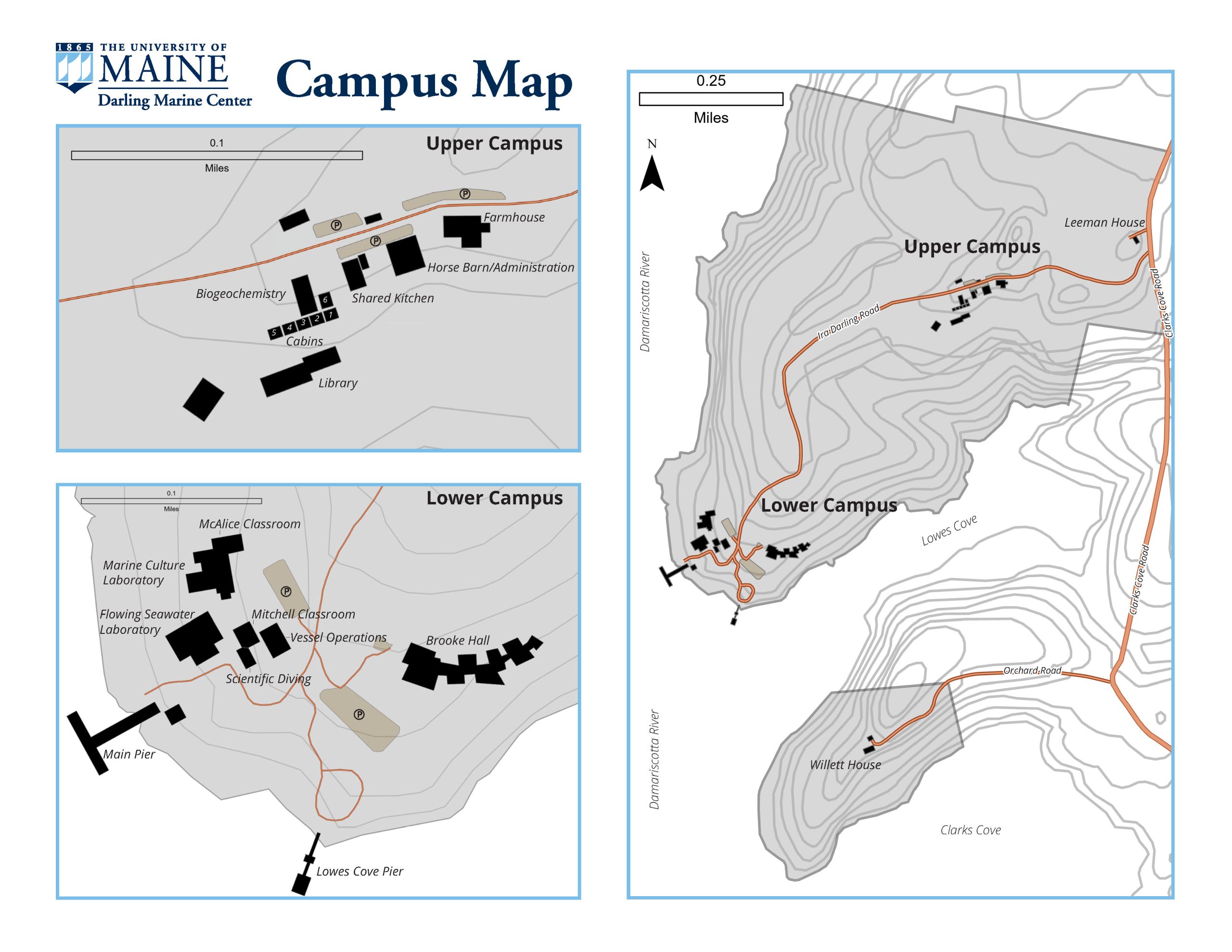 Campus Map Darling Marine Center University Of Maine